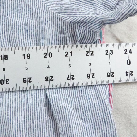 J.Jill Linen Button Up Top Womens Large Mix Media Floral Black Short Sleeve - Picture 6 of 10